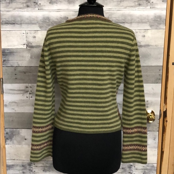 Lucidity Olive Striped Angora Blend Sweater XL - Picture 3 of 4
